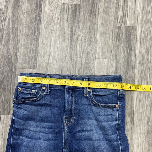 FOR ALL 7 MANKIND Boot Cut Stretch Blue Denim Cropped Jeans Women's Size 26 - Picture 8 of 12